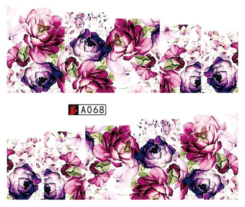 SWEET TREND 1Sheet Fashion Rose Flower Nail Art Water Transfer Stickers Decals Tip Decoration DIY for Nails Accessories LAA403