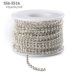 10yards/roll Clear Crystal SS6-SS16(2mm-4mm) Silver Base Cup Rhinestone Chain Apparel Sewing Style diy Beauty Accessories