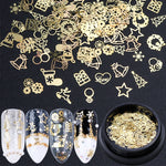 Christmas Nail Decoration Accessories 3D Gold Sequins Box Mix Design Ring Bell Elk Snowflake Metal Flakes Glitter Tips Set SA708