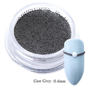 0.4/0.6mm Mini Small Stainless Steel Beads Nails Art Decorations Gun Grey Rose Gold Caviar DIY Tool Nail Studs Accessories CH026