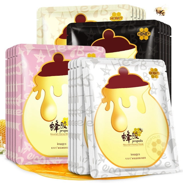 IMAGES 1Pcs Moisturizing Honey Facial Mask Nourish Skin Care Wrapped Mask Hydrating Oil Control Ance Treatment Whitening