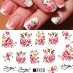 SWEET TREND 1Sheet Fashion Rose Flower Nail Art Water Transfer Stickers Decals Tip Decoration DIY for Nails Accessories LAA403