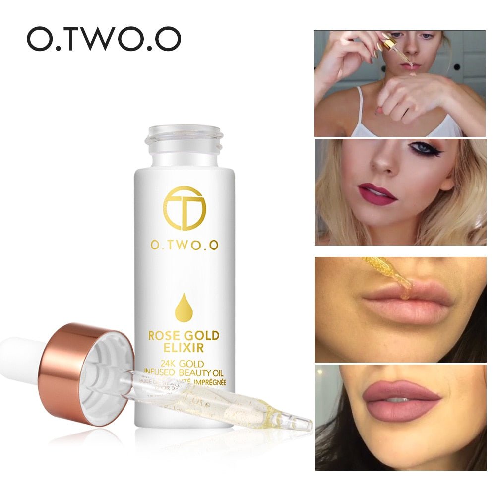 O.TWO.O 24k Rose Gold Elixir Skin Make Up Oil For Face Essential Oil Before Primer Foundation Moisturizing Face Oil Anti-aging