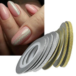 1Rolls Nail Art Glitter Gold Silver Stripping Tape Line Strips Decor Tools 1mm2mm3mm Nail Sticker DIY Beauty Accessories BENC275